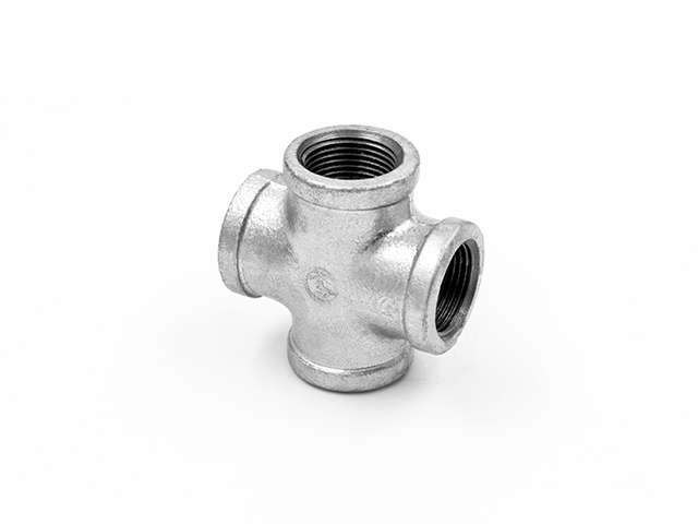 Banded-Galvanized-Malleable-Iron-Threaded-Pipe-Fittings-Four-Way-Crosses-Tees